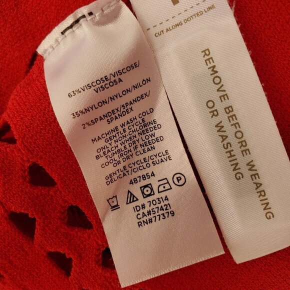 Ann Taylor Petites Knit Sheath Dress Hemline Cutouts Timeless Womens PS Red - Picture 9 of 9